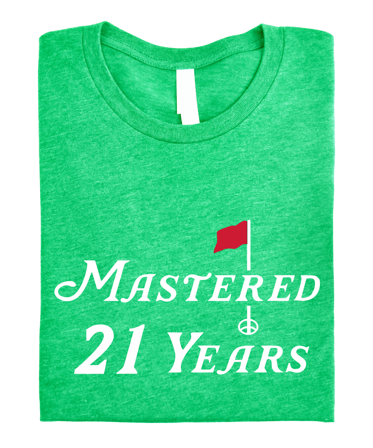 Mastered 21 Years golf 21st birthday shirt in Vintage Green, view 4