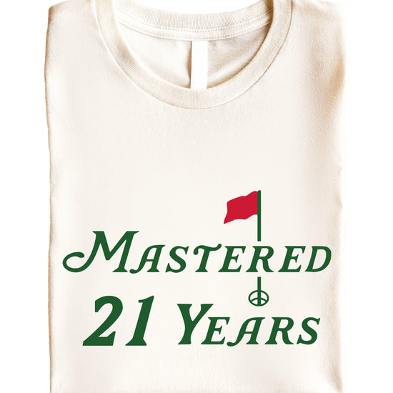 Mastered 21 Years golf 21st birthday shirt in Natural, view 5