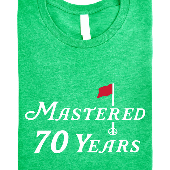 70th birthday golf shirt in Vintage Green, alternate view