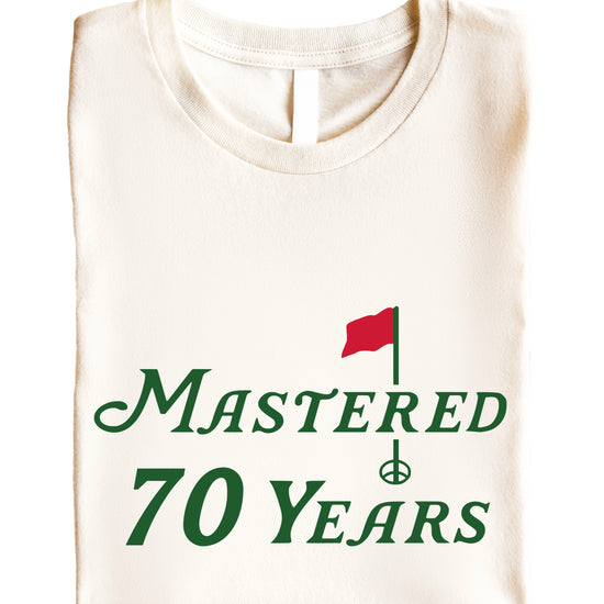 70th birthday golf shirt in Natural, detail view