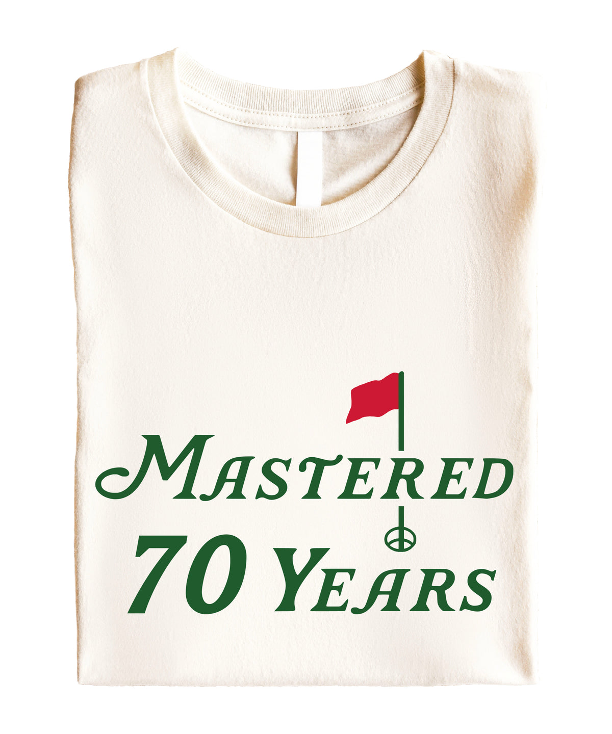 70th birthday golf shirt in Natural, detail view