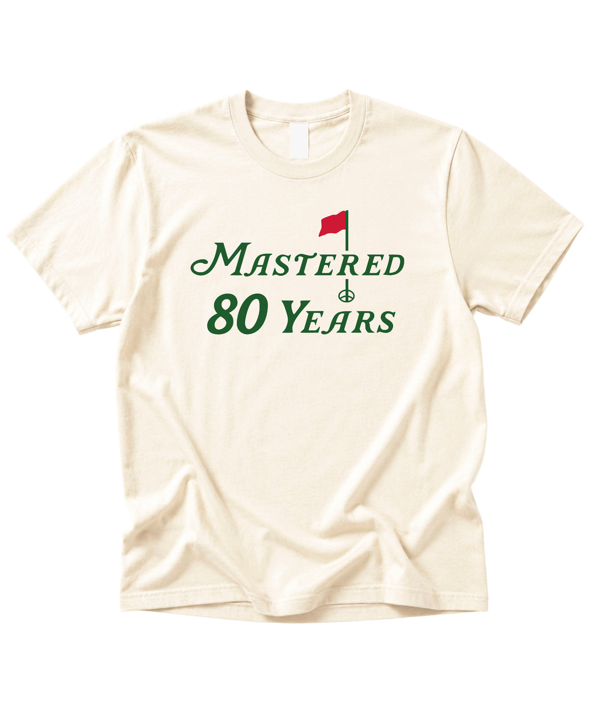 Mastered 80 Years golf birthday shirt, Natural, front view