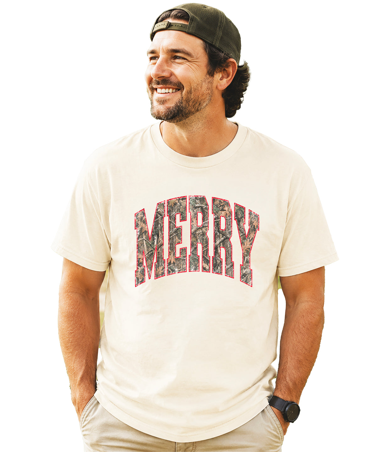 Merry Camo Christmas shirt Natural adult view 3