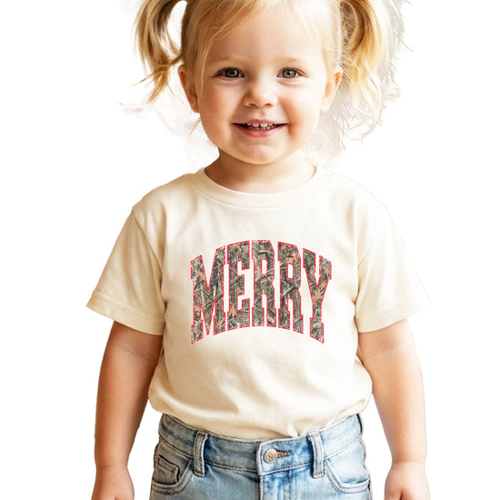 Merry Camo Christmas shirt Natural kids view 2
