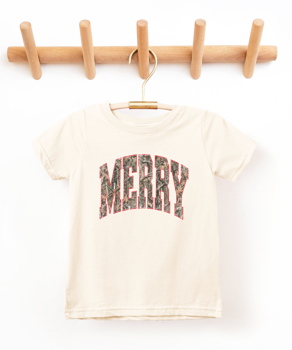 Merry Camo Christmas shirt Natural kids view 4