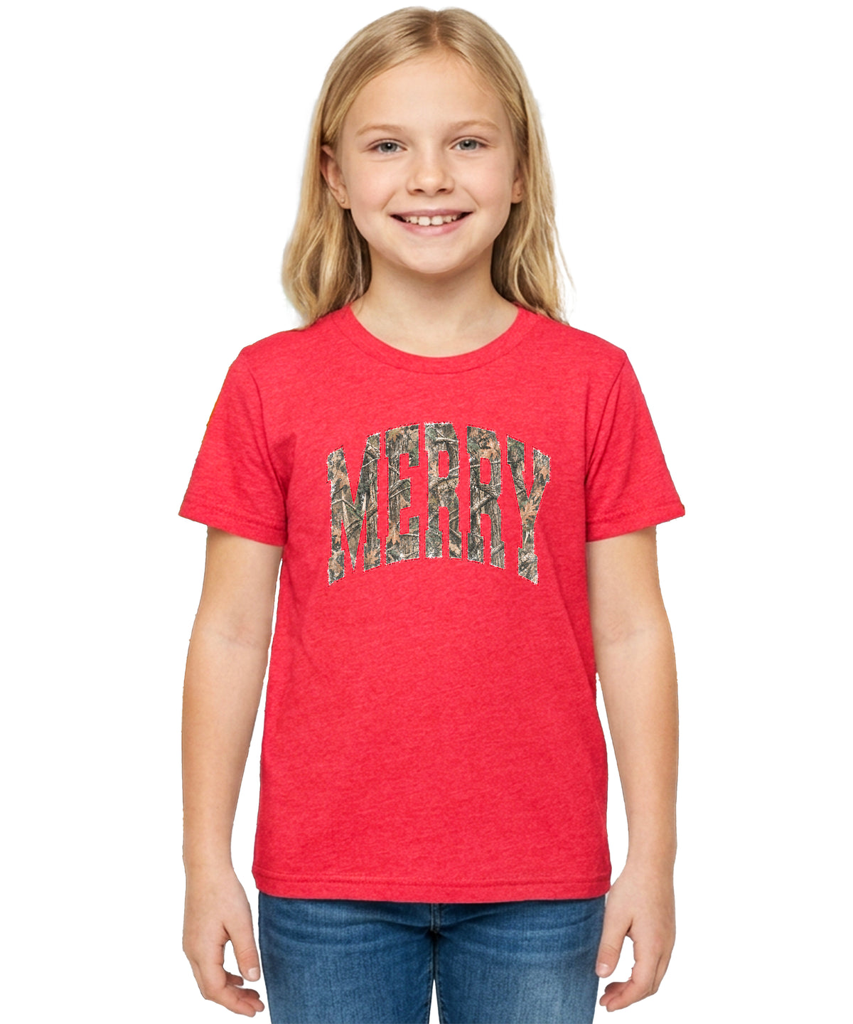 Merry Camo Christmas shirt Vintage Red kids view 2