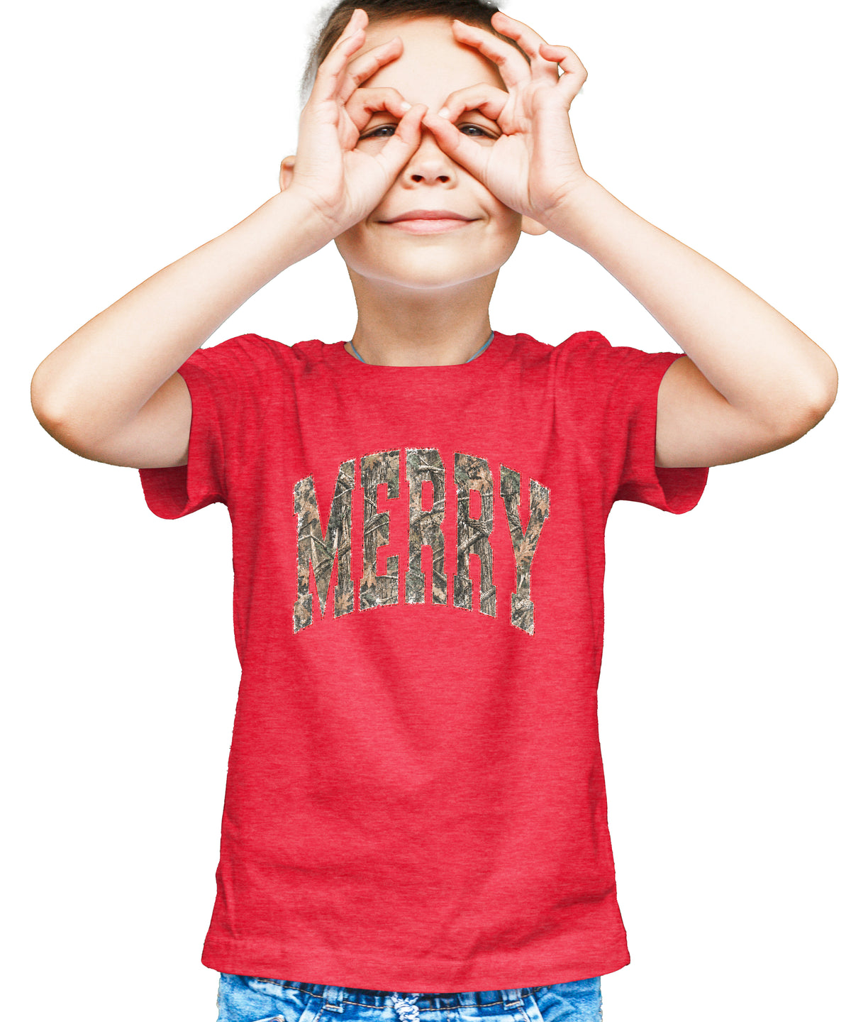 Merry Camo Christmas shirt Vintage Red kids view 3