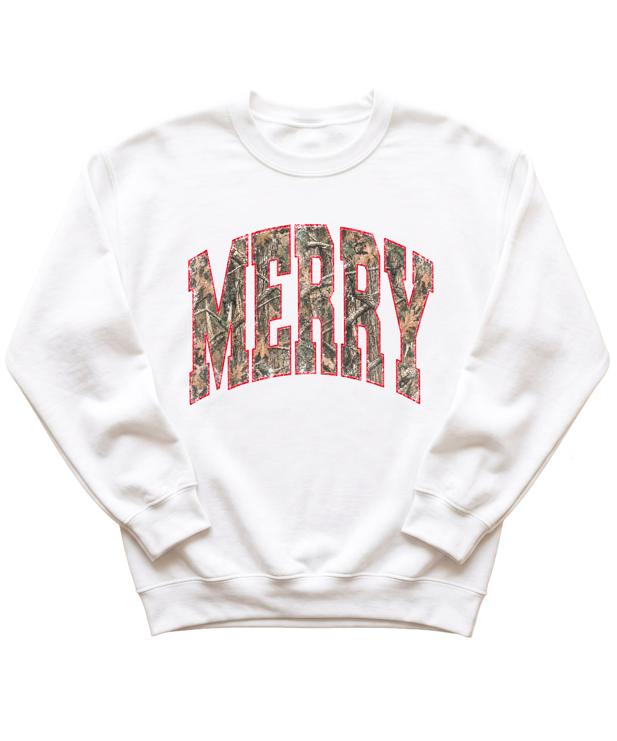 Merry camo Christmas sweatshirt, White youth crewneck
