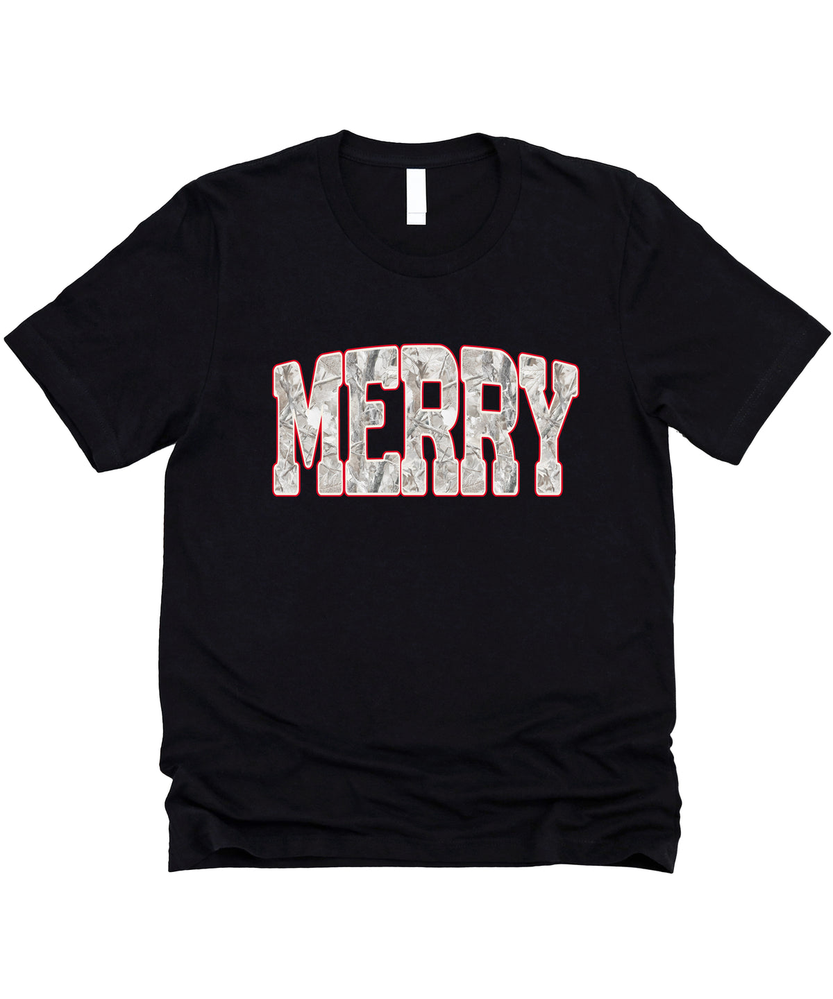 Merry Snow Camo Christmas shirt, Black, adult