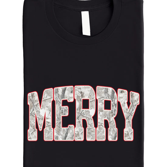 Merry Snow Camo Christmas shirt, Black, adult