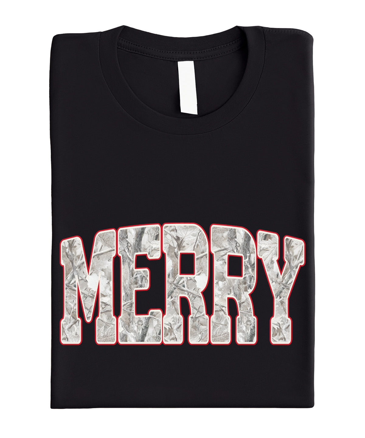 Merry Snow Camo Christmas shirt, Black, adult