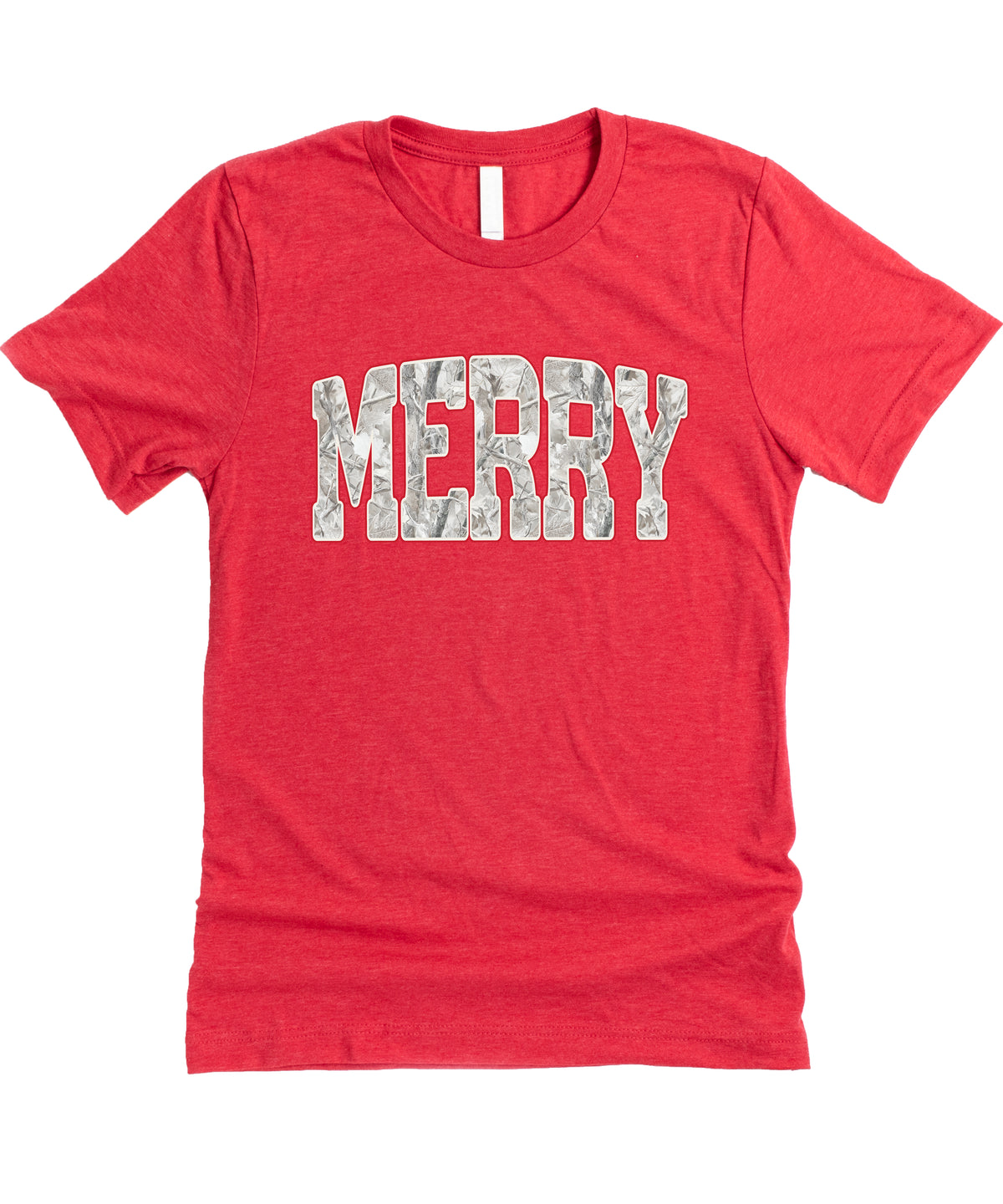 Merry Snow Camo Christmas shirt, Vintage Red, adult