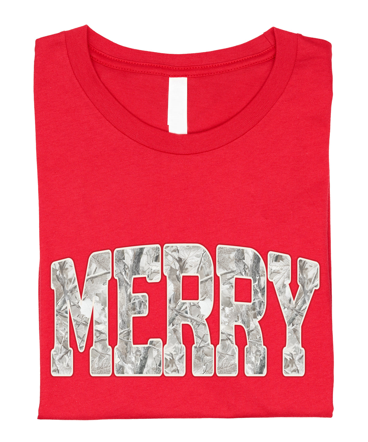 Merry Snow Camo Christmas shirt, Vintage Red, adult