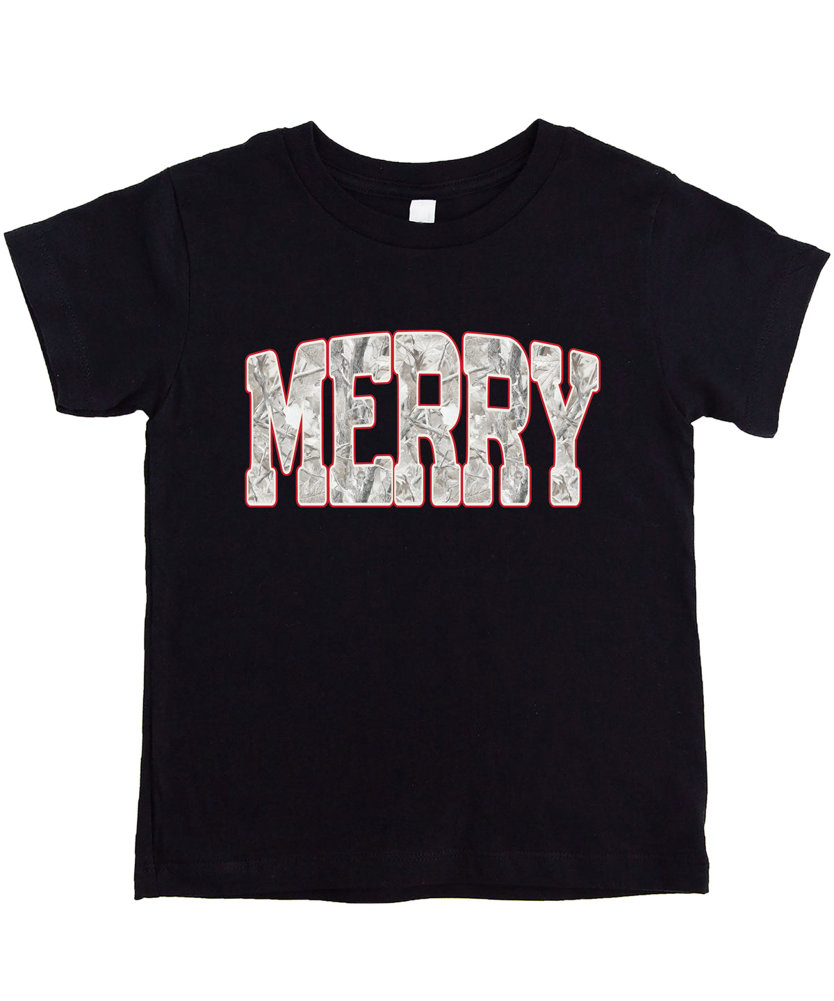 Merry Snow Camo Christmas shirt, Black, kids