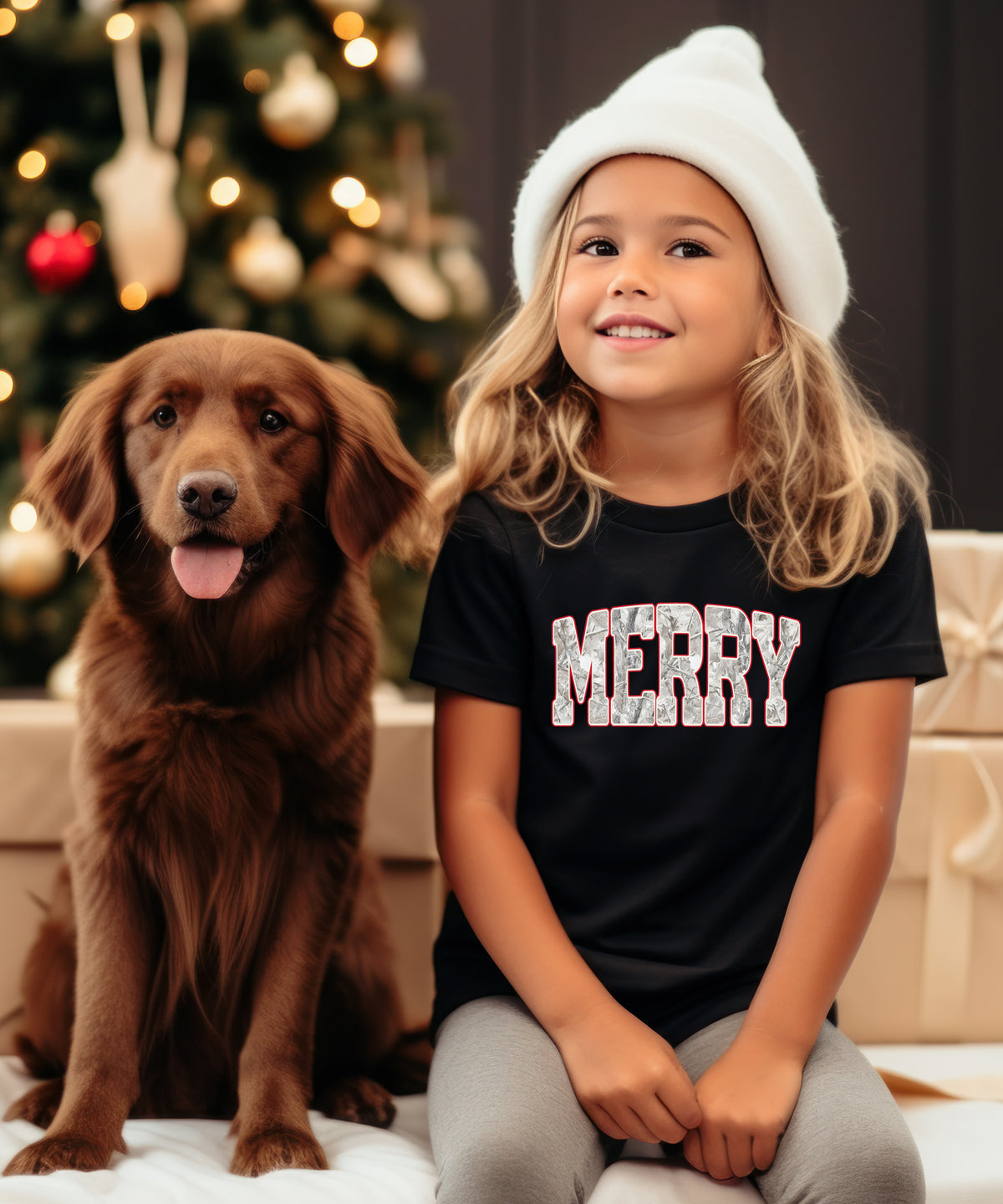 Merry Snow Camo Christmas shirt, Black, kids