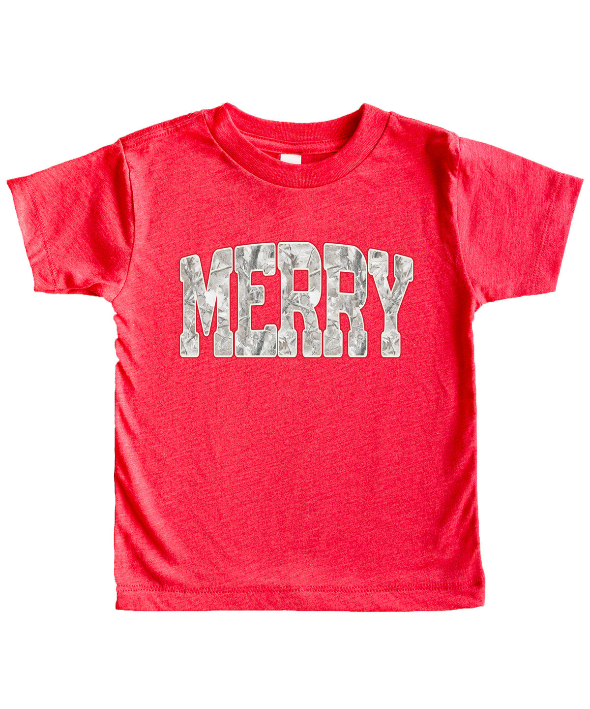 Merry Snow Camo Christmas shirt, Vintage Red, kids