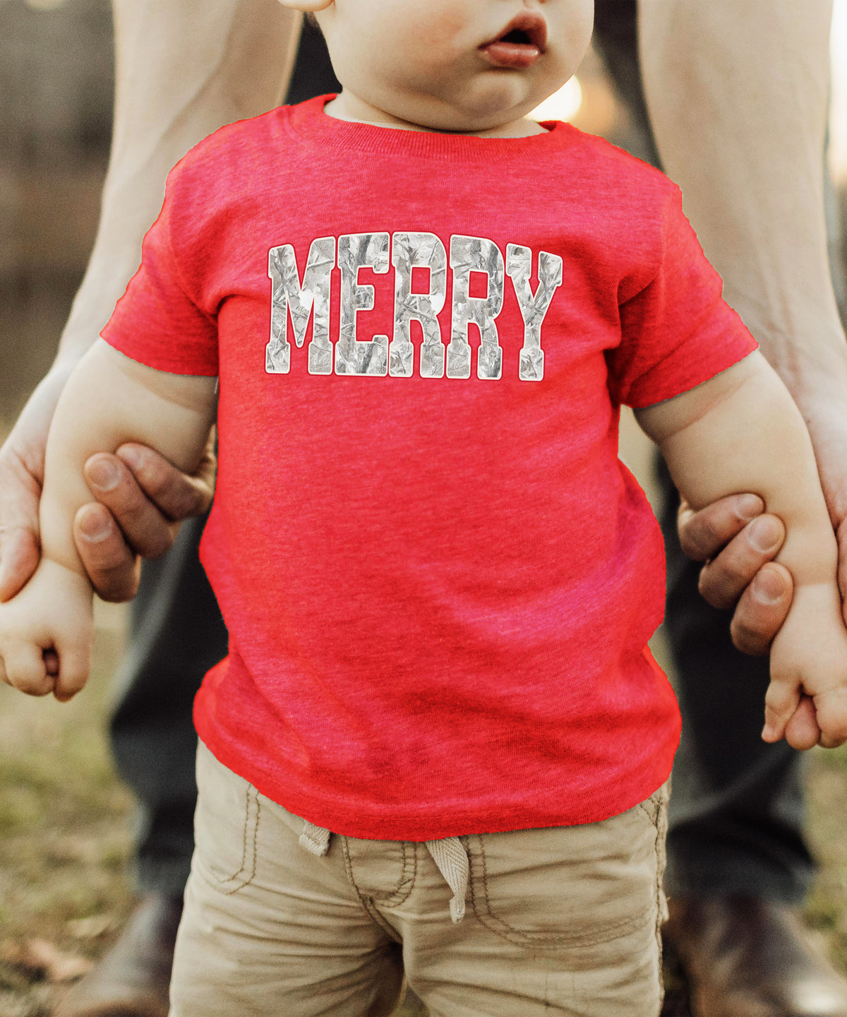Merry Snow Camo Christmas shirt, Vintage Red, kids