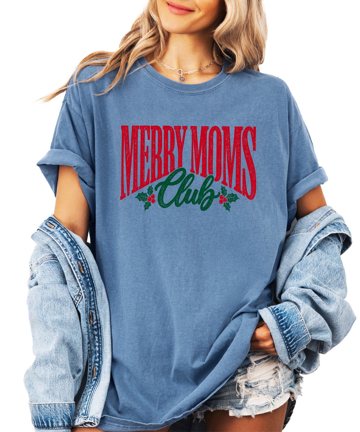 Merry Moms Club Christmas shirt Blue Jean