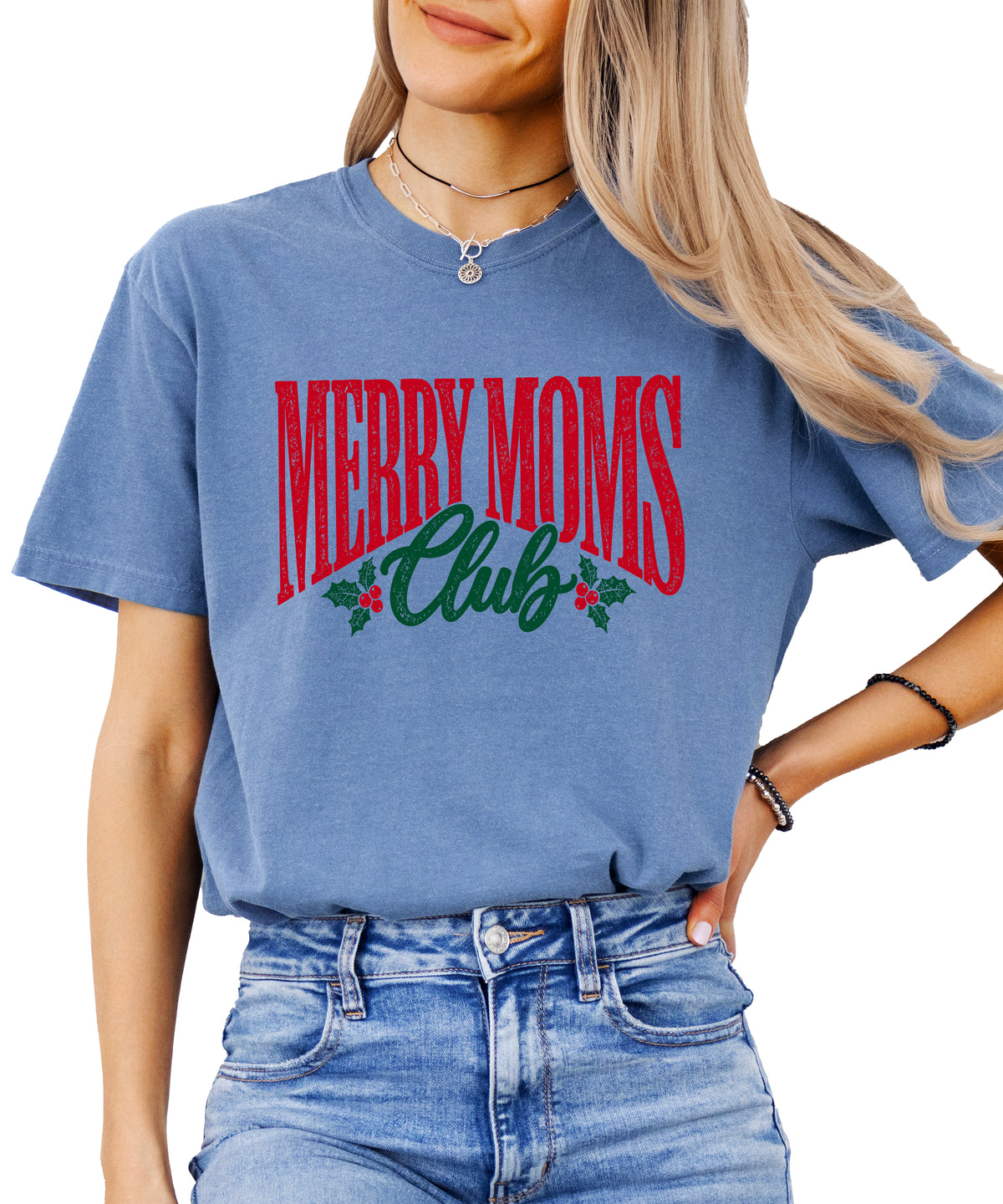 Merry Moms Club Christmas shirt Blue Jean