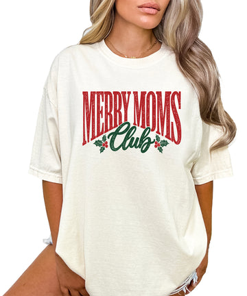 Merry Moms Club Christmas shirt Ivory