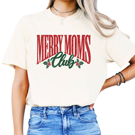 Merry Moms Club Christmas shirt Ivory