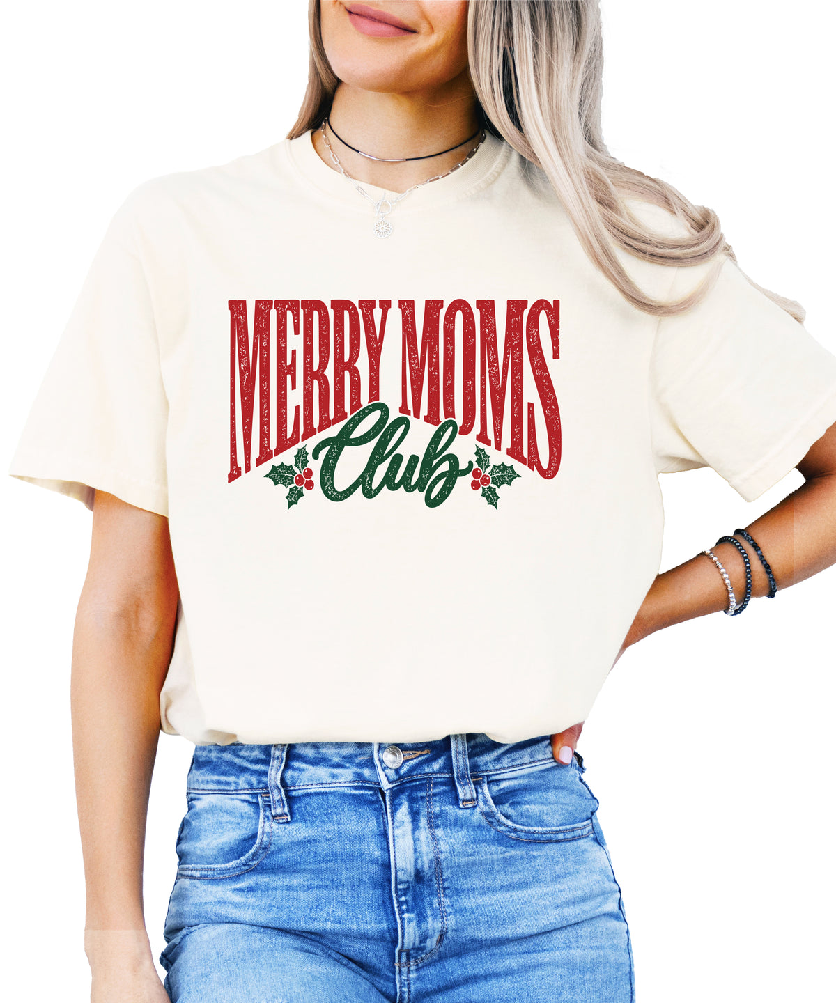 Merry Moms Club Christmas shirt Ivory