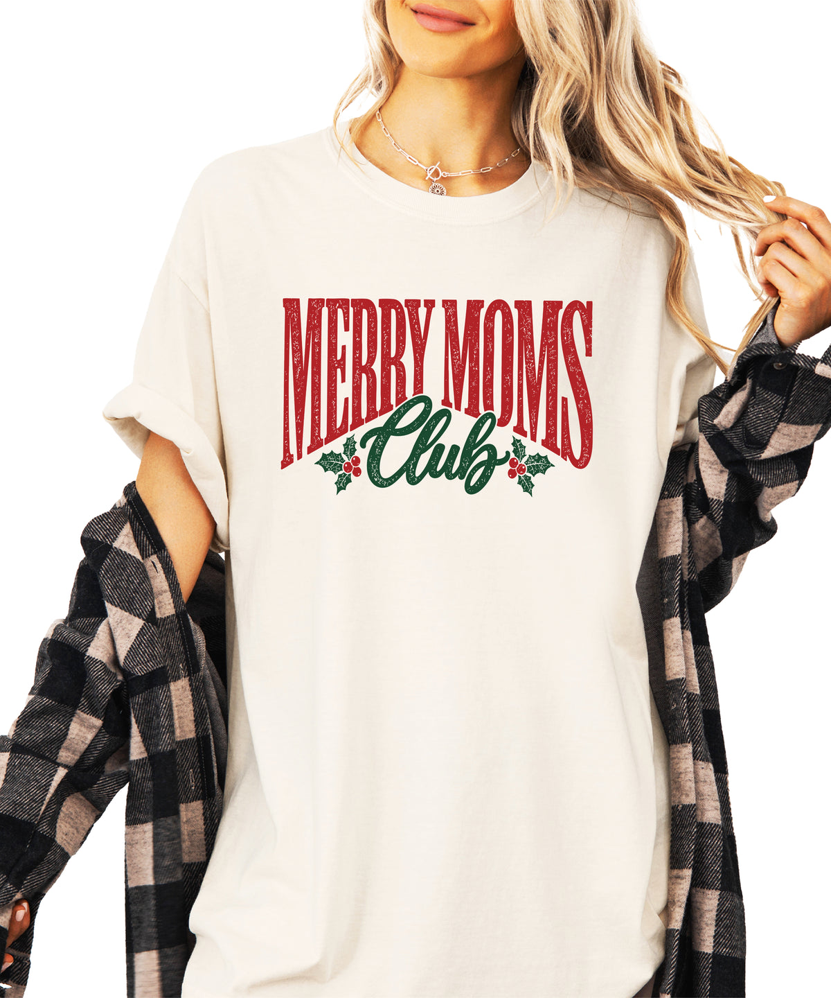 Merry Moms Club Christmas shirt Ivory