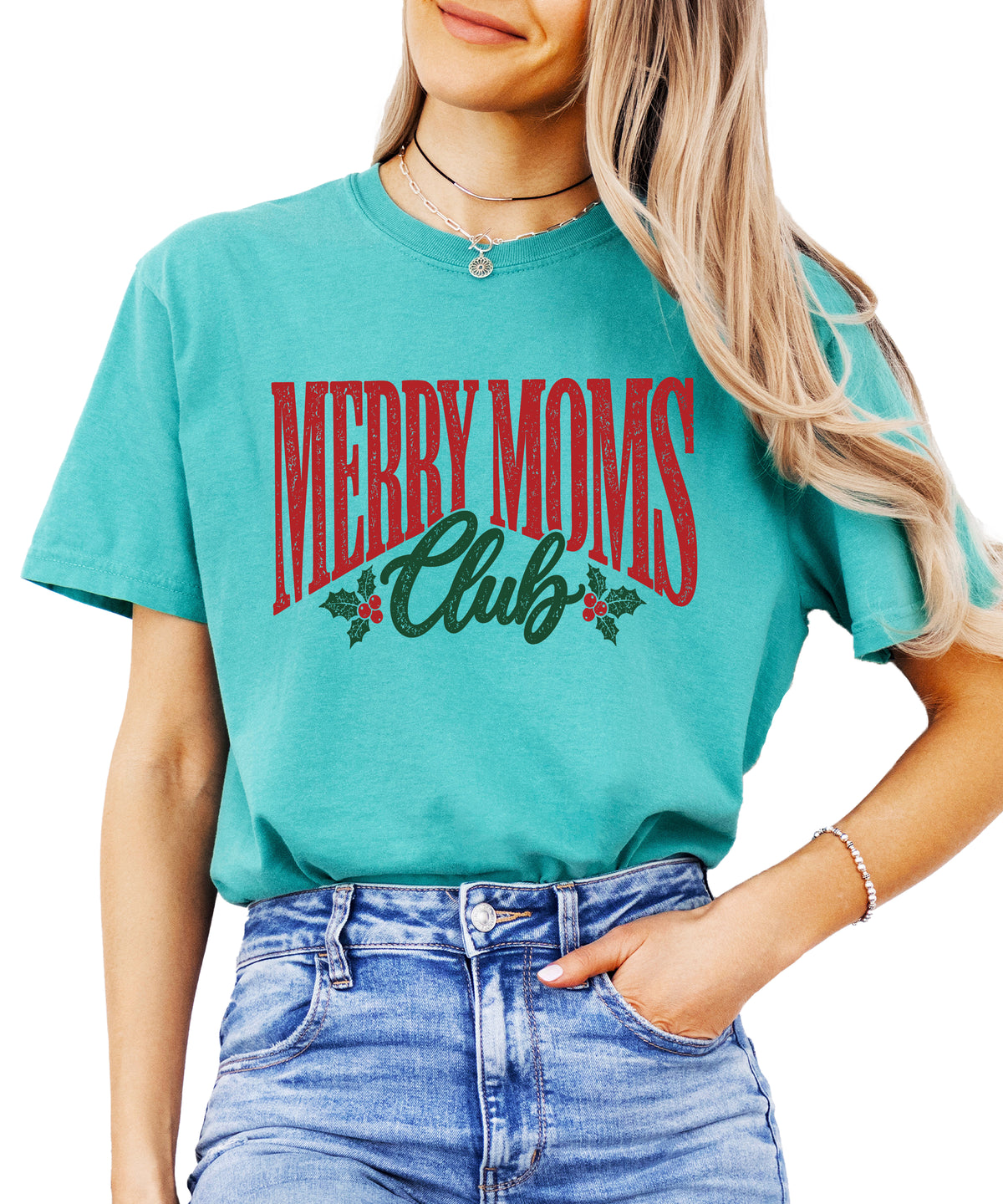 Merry Moms Club Christmas shirt Seafoam