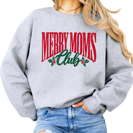 Merry Moms Club Christmas Sweatshirt for Women