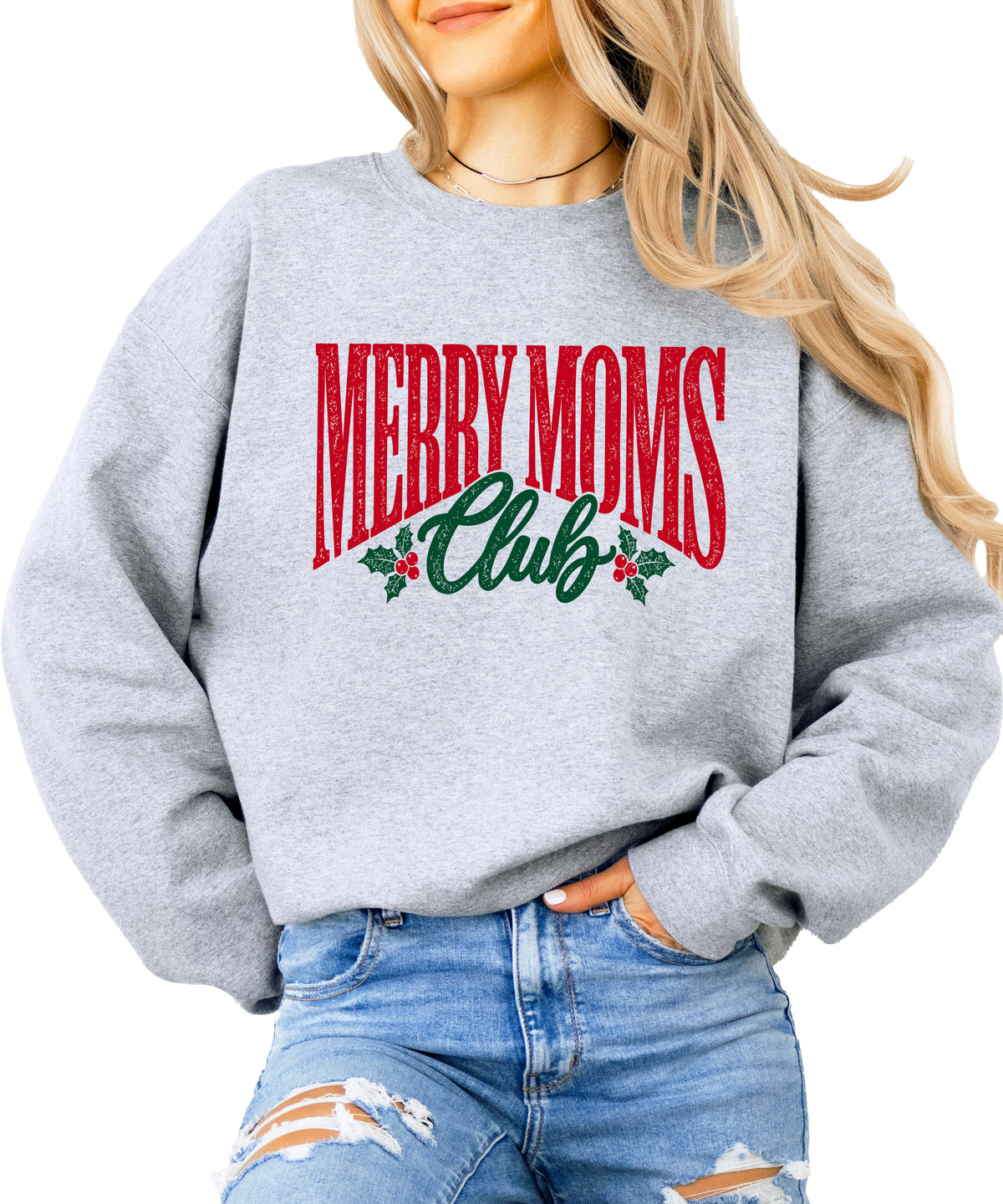 Merry Moms Club Christmas Sweatshirt for Women