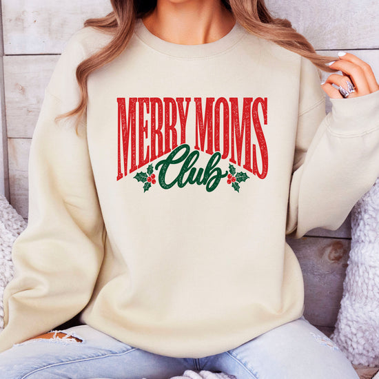 Merry Moms Club Christmas Sweatshirt for Women