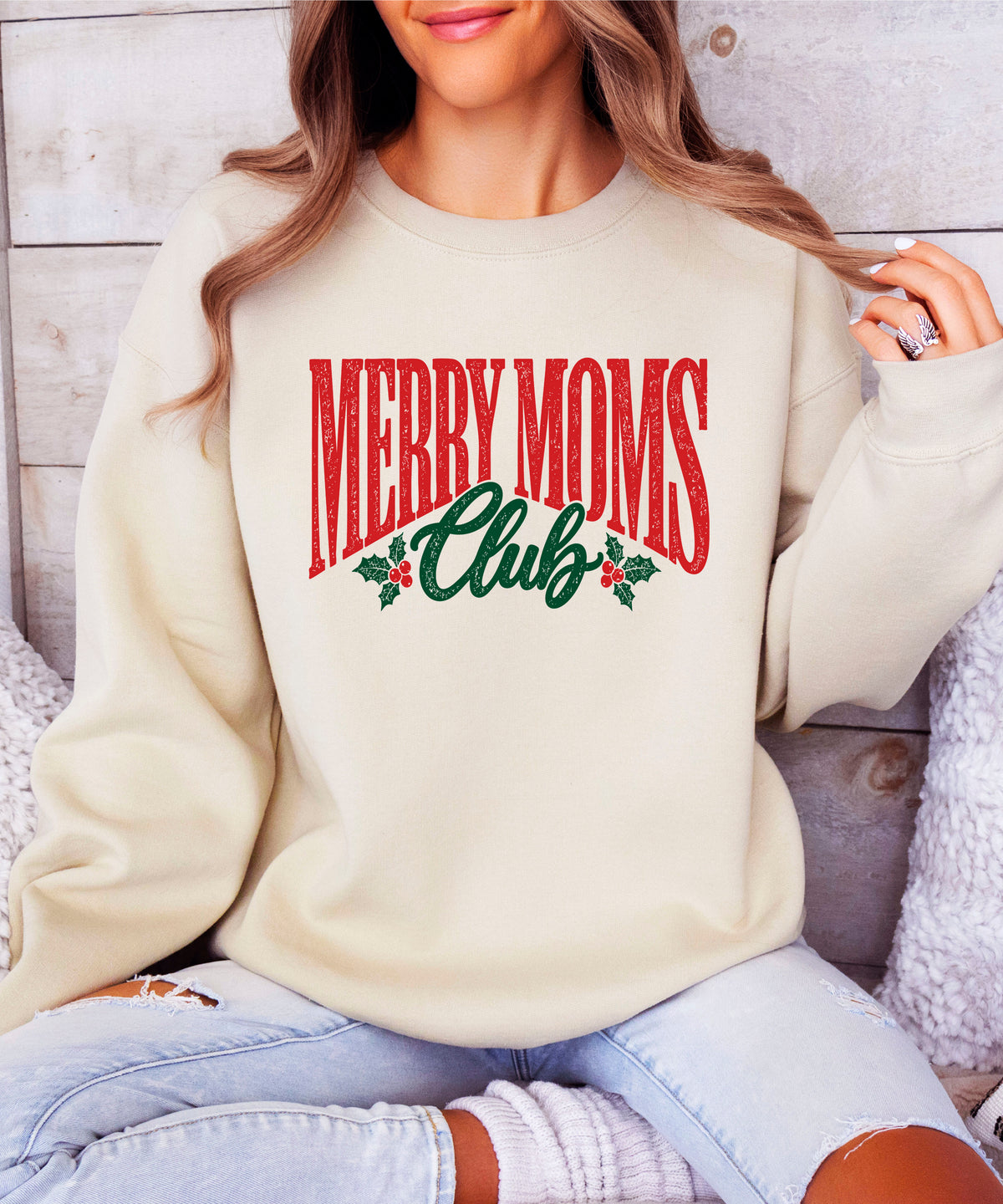 Merry Moms Club Christmas Sweatshirt for Women