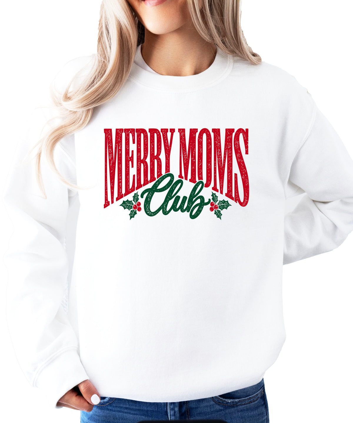 Merry Moms Club Christmas Sweatshirt for Women