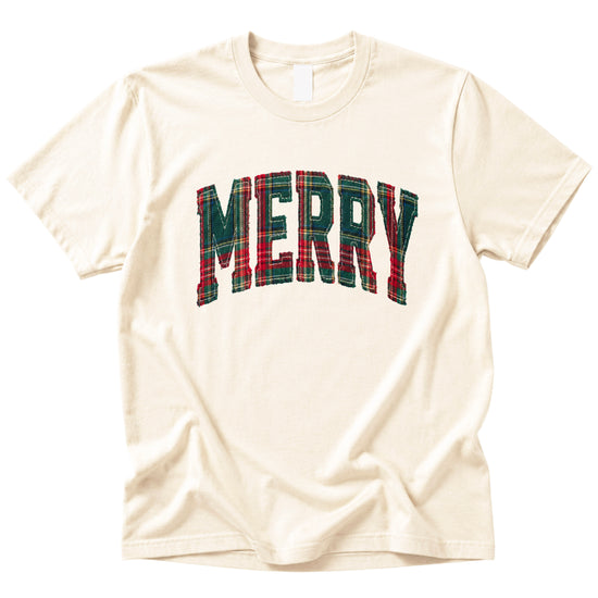 Merry plaid Christmas shirt, Natural, image 1