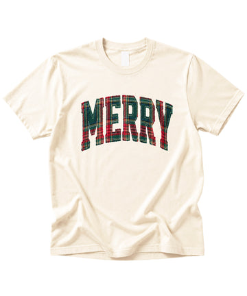 Merry plaid Christmas shirt, Natural, image 1