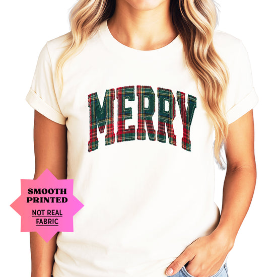 Merry plaid Christmas shirt, Natural, image 2
