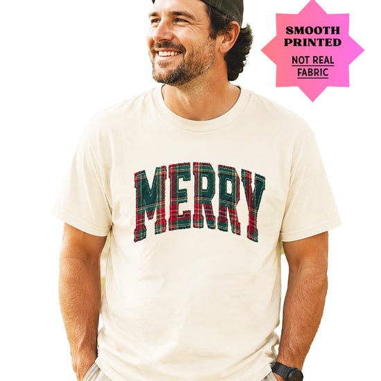 Merry plaid Christmas shirt, Natural, image 3