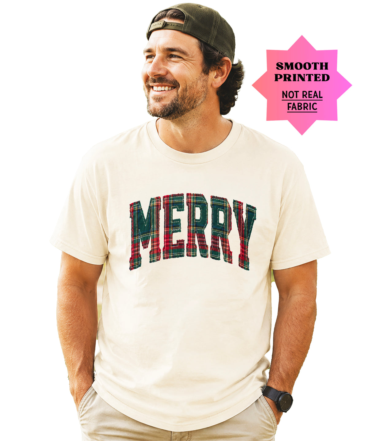 Merry plaid Christmas shirt, Natural, image 3