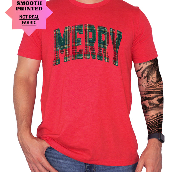 Merry plaid Christmas shirt, Vintage Red, image 3