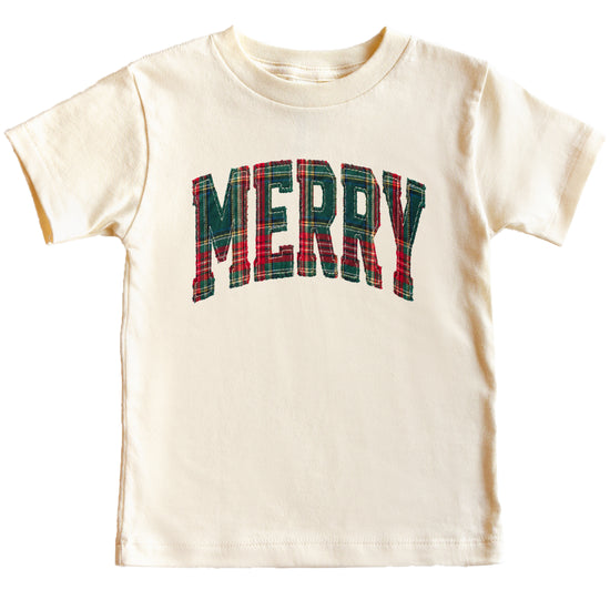 Merry plaid Christmas shirt, Natural, kids image 1