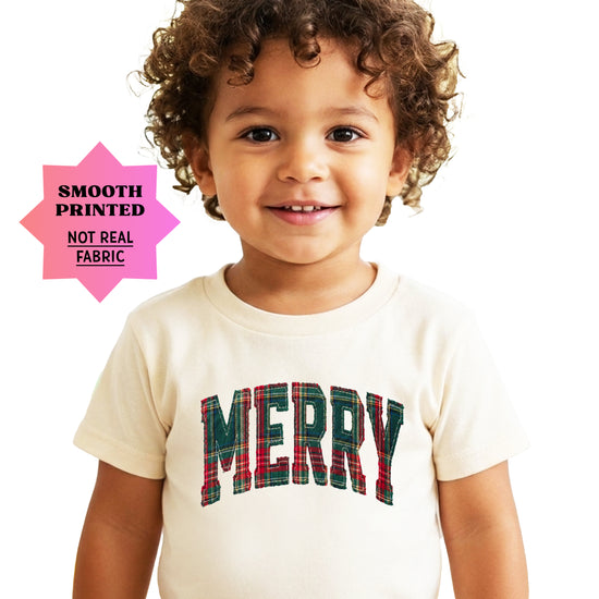 Merry plaid Christmas shirt, Natural, kids image 3