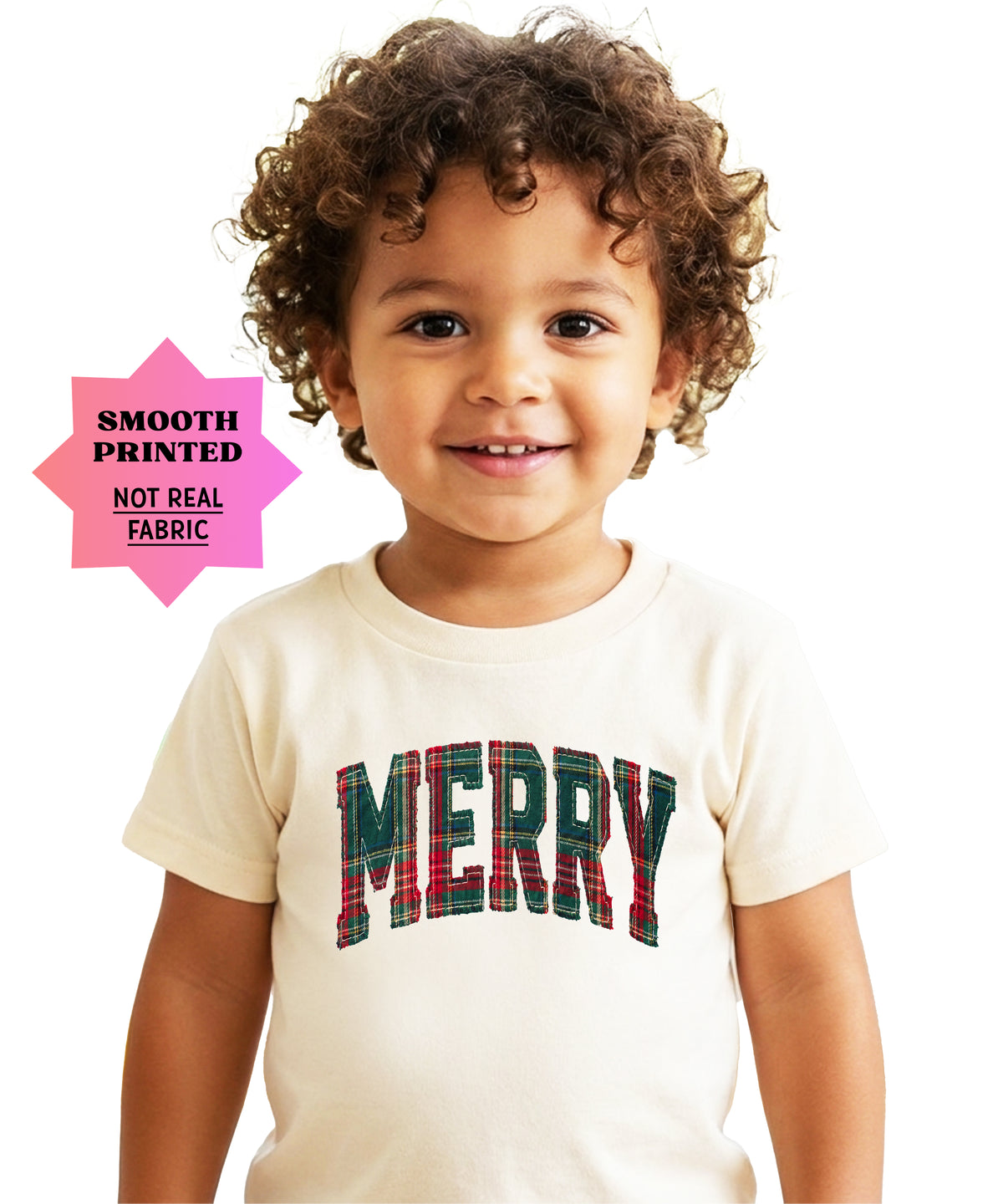 Merry plaid Christmas shirt, Natural, kids image 3