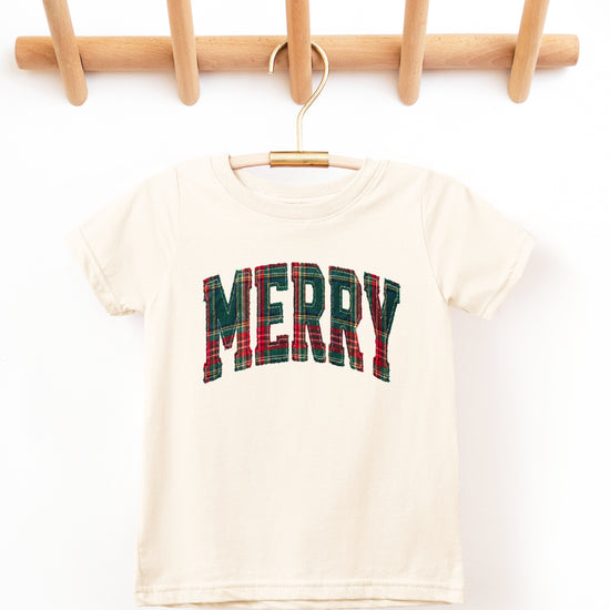 Merry plaid Christmas shirt, Natural, kids image 4