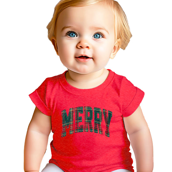 Merry plaid Christmas shirt, Vintage Red, kids image 4