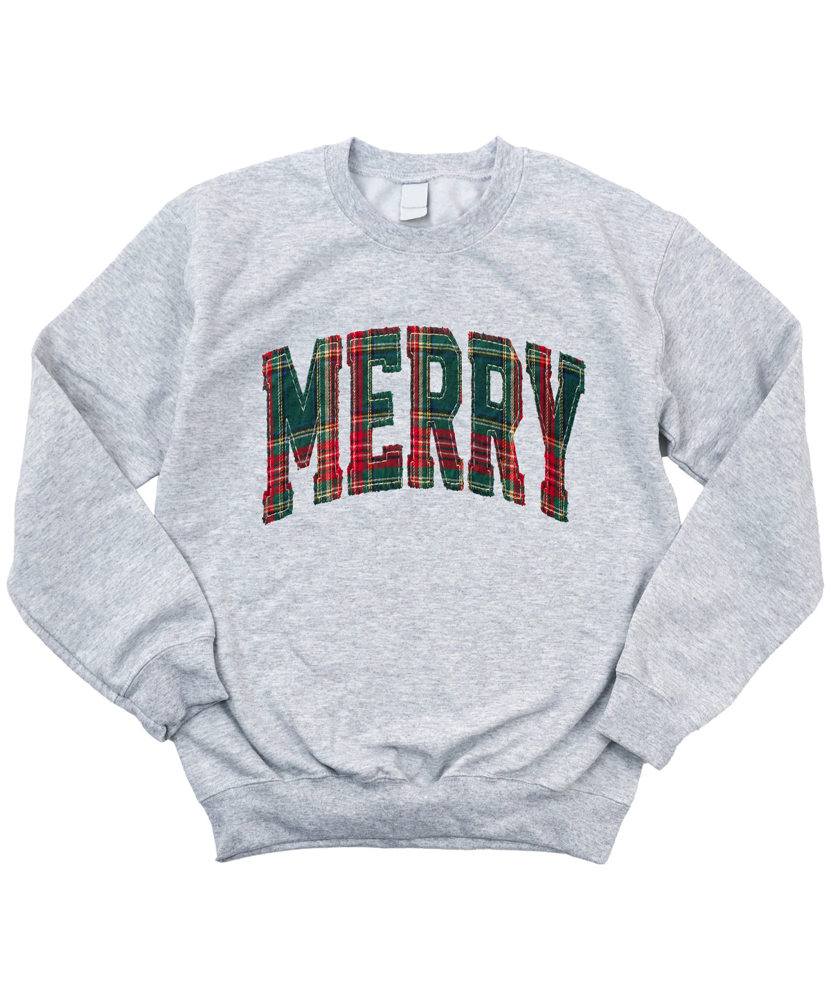 Merry plaid Christmas sweatshirt, Gray youth crewneck