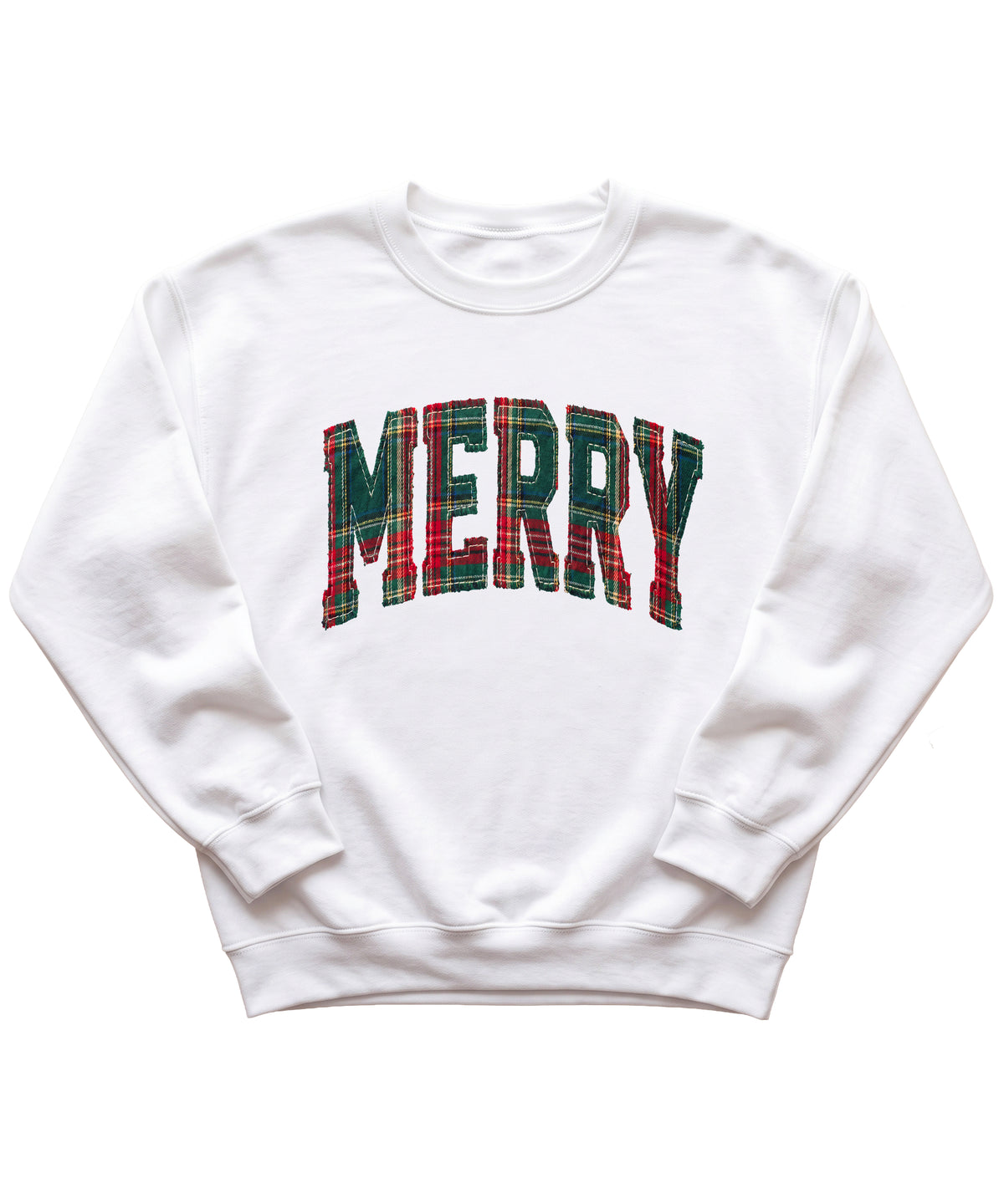 Merry plaid Christmas sweatshirt, White youth crewneck