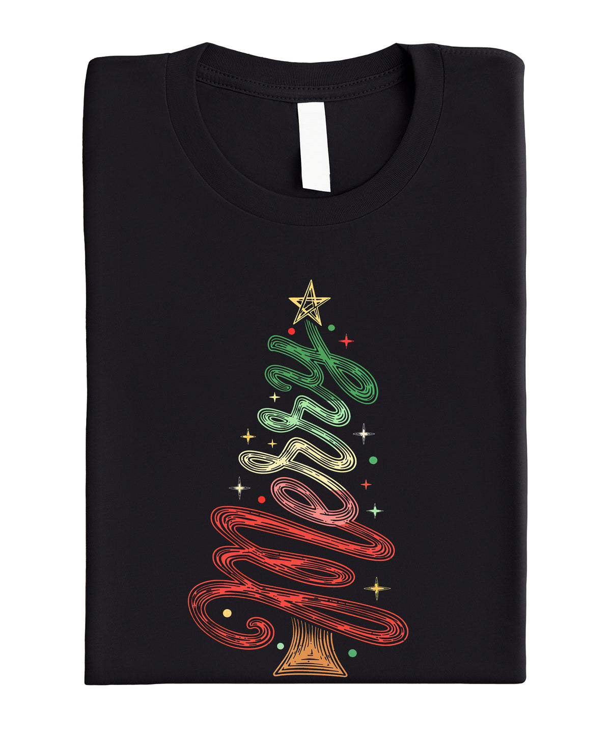Merry Christmas tree womens black t-shirt