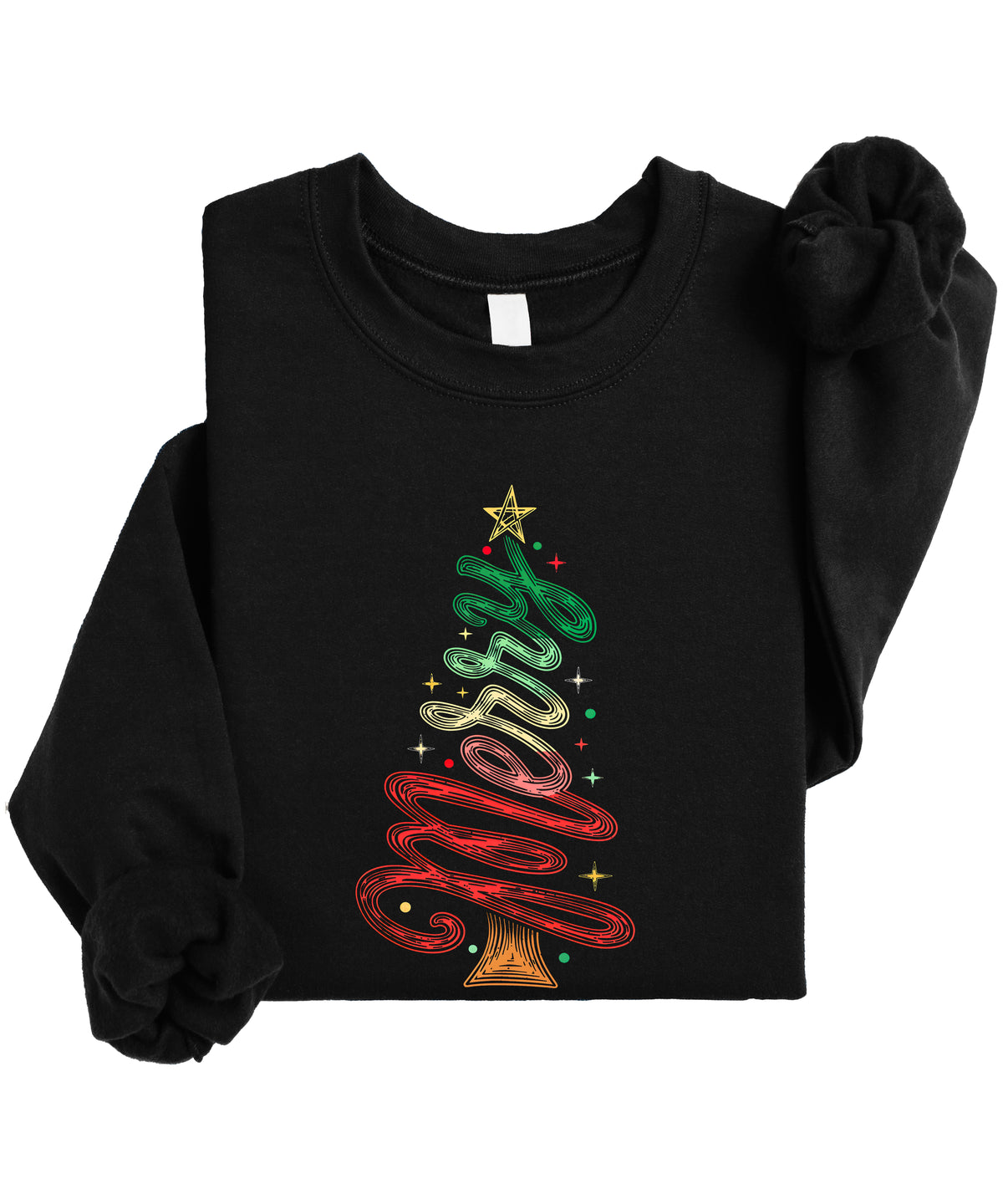 Merry Christmas Tree Sweatshirt - Youth Black
