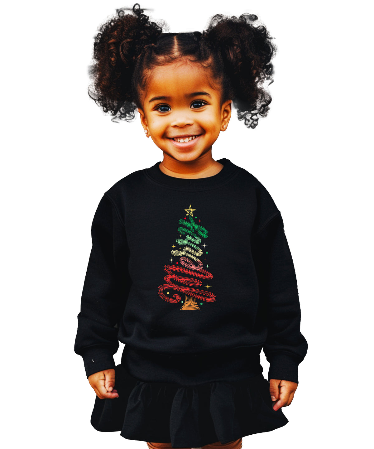 Merry Christmas Tree Sweatshirt - Youth Black