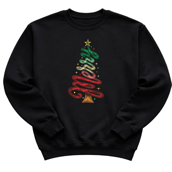 Merry Christmas Tree Sweatshirt - Youth Black